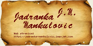 Jadranka Mankulović vizit kartica